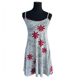 LWahine Toa Designs Grey/Red Hawaiian Print Sleeveless Dress Size XS